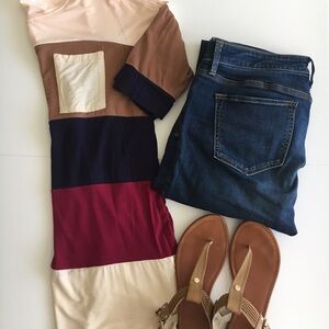 Vanilla Bay Colorblock Tunic - Cream, Brown, Purple, Red
